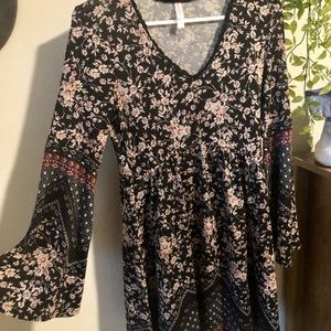 Bell sleeved floral swing dress